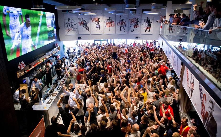 England fans celebrate vs Wales